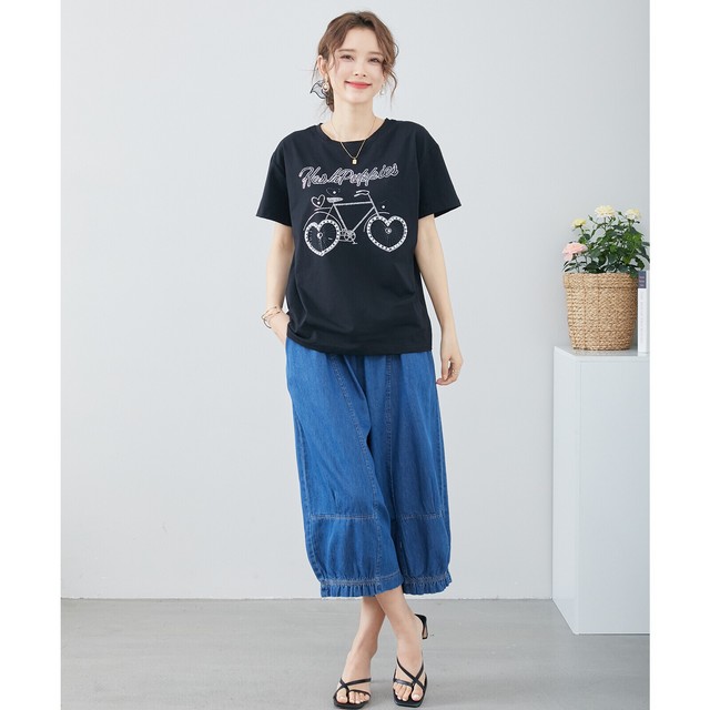 trube パールラインストーン自転車デザインTシャツ その11