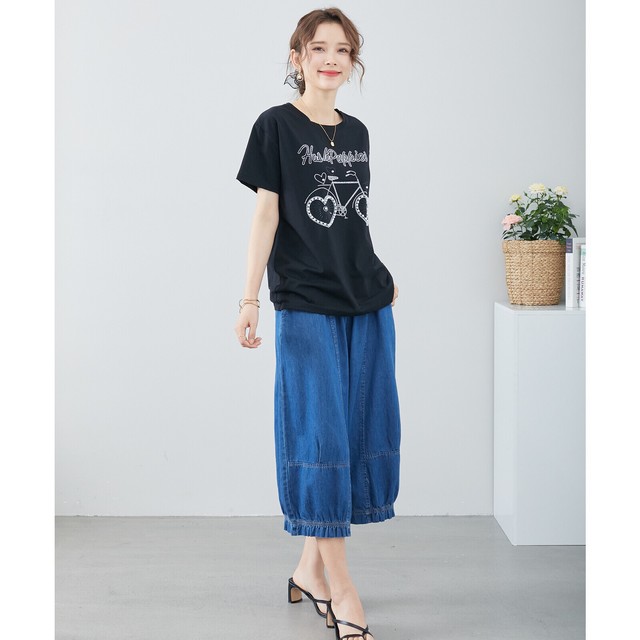 trube パールラインストーン自転車デザインTシャツ その12