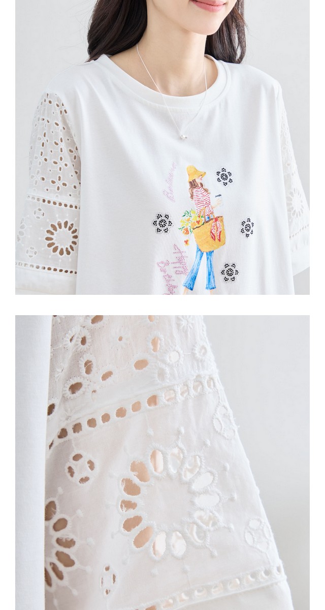trube レース袖イラストガールTシャツ その4