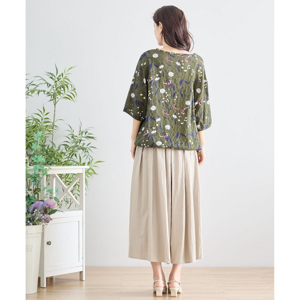 trube ボタニカルVネックコットンカットソー その6