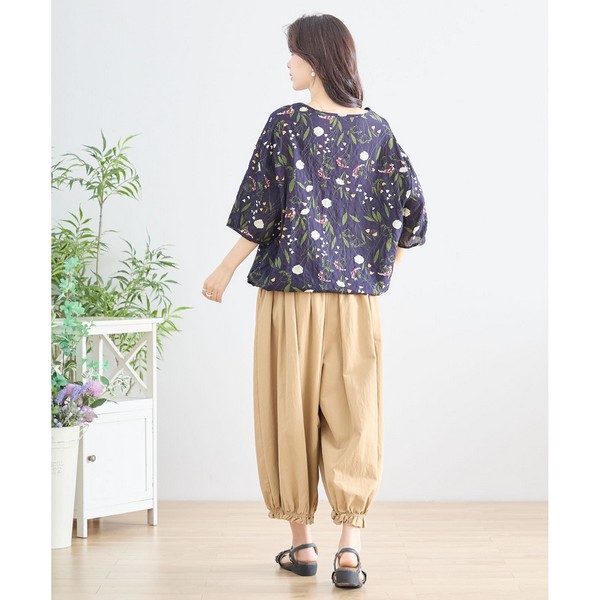 trube ボタニカルVネックコットンカットソー その12