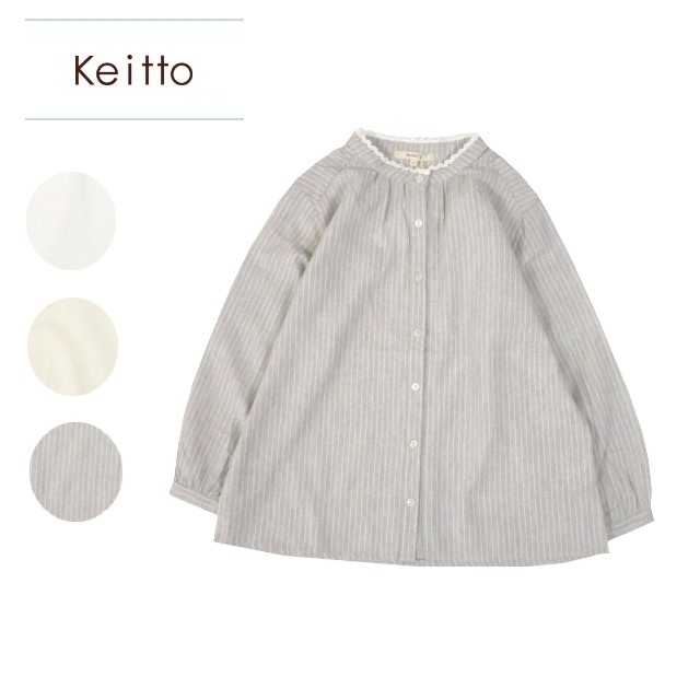 keitto ケイット いろいろボタン付き襟レースシャツ